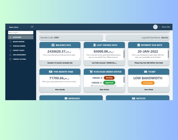 Bandwidth Reseller Portal